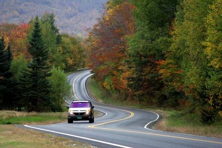 Car on winding road